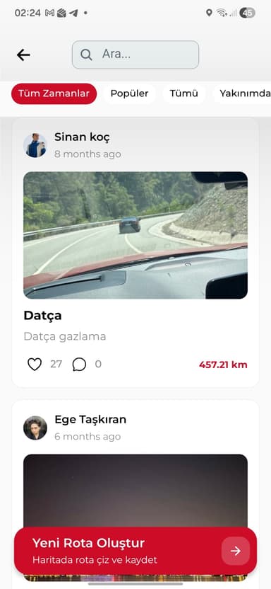 MyGarage Rotalar